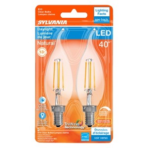 Sylvania Natural B10 E12 (Candelabra) LED Bulb Daylight 40 Watt Equivalence 2 pk - 1 of 1