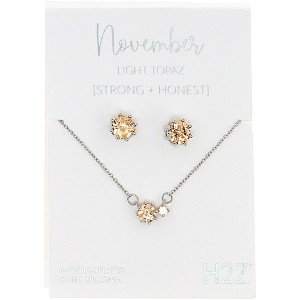 Pavilion Gift Company - November Light Topaz - 16.5"-18.5" Birthstone Jewelry Gift Set - Necklaces - 1 of 4