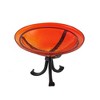 Achla Designs 12.75" Reflective Crackle Glass Birdbath Bowl with Tripod Stand - 2 of 4