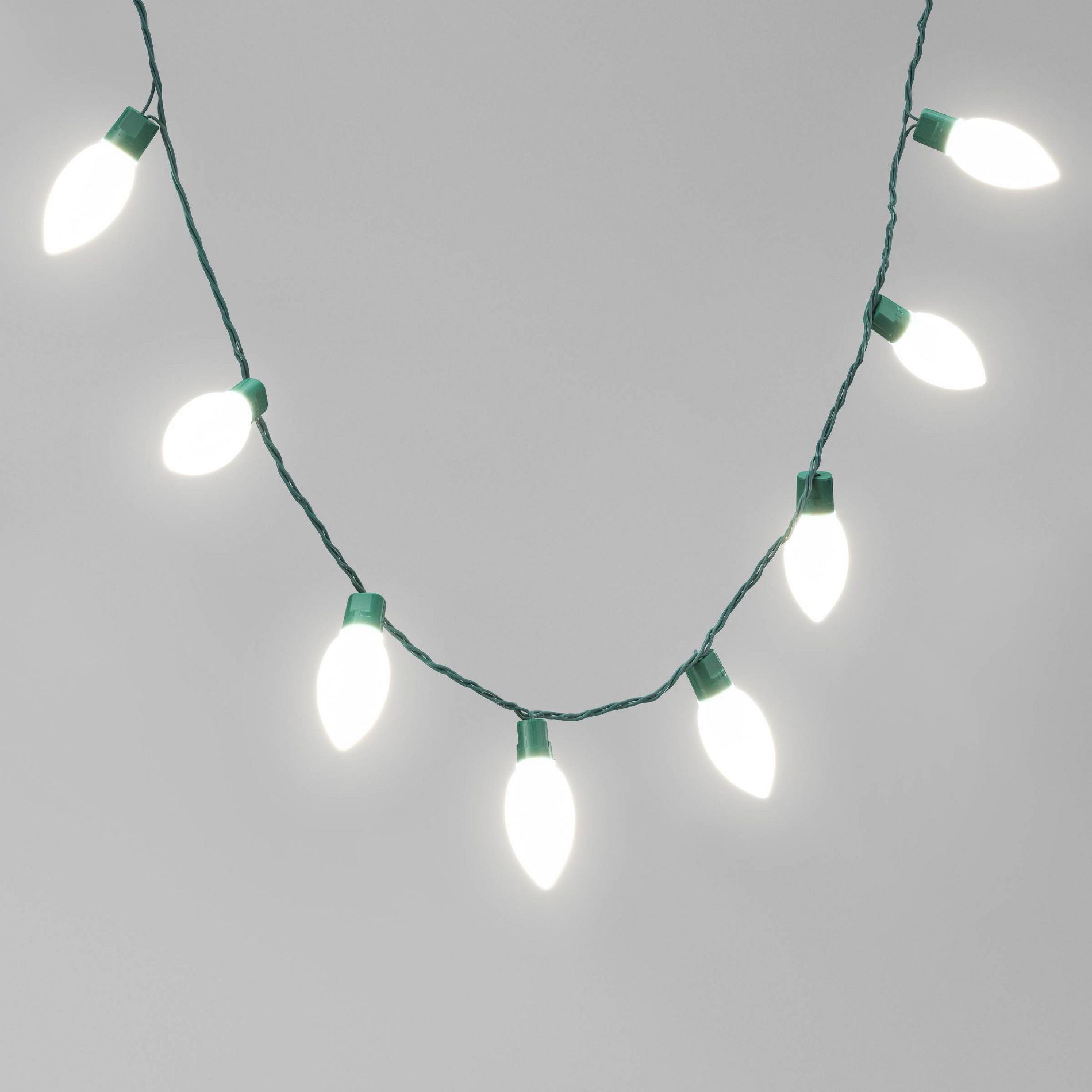 25ct LED C9 Classic Glow Indoor Outdoor Christmas String Lights Warm White with Green Wire - Wondershop™: UL Listed