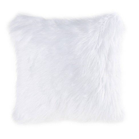 Decmode Large Square Brown Faux Fur Throw Pillow, 24 x 24 