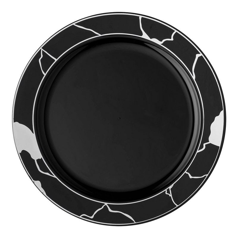Smarty Had A Party 7.5" Black with Silver Marble Disposable Plastic Appetizer/Salad Plates (120 Plates), 1 of 6