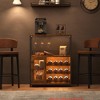 Living Room Wine Bar Rack Cabinet w/ Storage Space & Detachable Wine Rack, Coffee Bar w/ Glass Holder, 3-Tier Kitchen Buffet Cabinet - 2 of 4