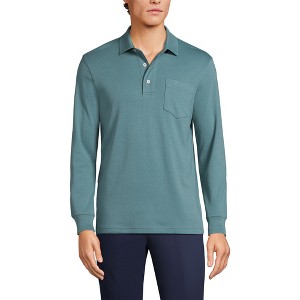 Lands' End Men's Long Sleeve Cotton Supima Polo Shirt with Pocket - 1 of 3