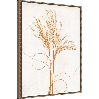 Mustard and Silvergrass Beaded Framed Canvas Wall Art
