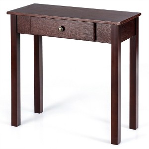 Costway Console Table with Drawer Entryway Hallway Accent Wooden Table Espresso - 1 of 4