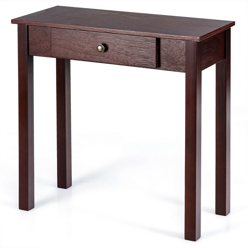 Costway Console Table with Drawer Entryway Hallway Accent Wooden Table Espresso, 1 of 10
