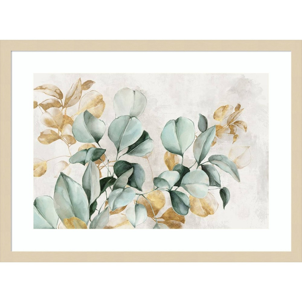 Amanti Art Golden Green Branches by Alex Black Wood Framed Wall Art Print