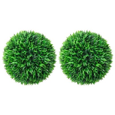 Aghana Digitals 2-Pack 15" UV-Resistant Polyethylene Artificial Boxwood Balls - Lush Green,