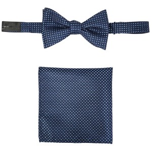 Men's Checkered 2.75" x 4.75" Adjustable 16" - 20" Freestyle Self Tie with Hankie Set - 1 of 4