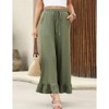 Coolmee Womens Palazzo Pants Drawstring Elastic High Waisted Ruffle Hem Wide Leg Pants with Pockets - 4 of 4