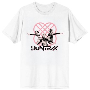 KPop Demon Hunters Pink Huntrix Logo on White Short Sleeve Adult T Shirt - 1 of 4