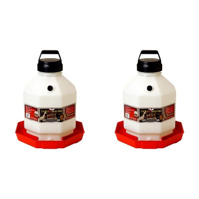 Little Giant PPF5 5 Gallon Automatic Poultry Waterer for Chickens, Red (2 Pack)