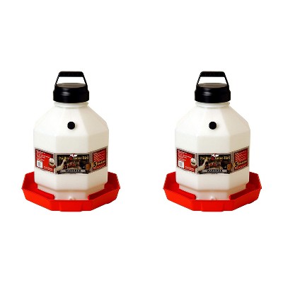 Little Giant PPF5 5 Gallon Automatic Poultry Waterer for Chickens, Red (2 Pack)