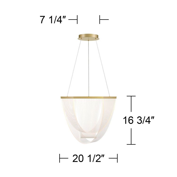 Possini Euro Design Muir 20 1/2" Modern Pendant Ceiling Light Fixture Dining Room Over Table Kitchen Island Hanging LED Clear Sanded Gold Finish, 4 of 9