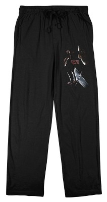 Freddy vs. Jason One on One Men's Black Graphic Sleep Pants-3XL