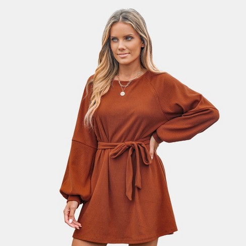 Women's Pumpkin Spice Belted Mini Dress - Cupshe : Target