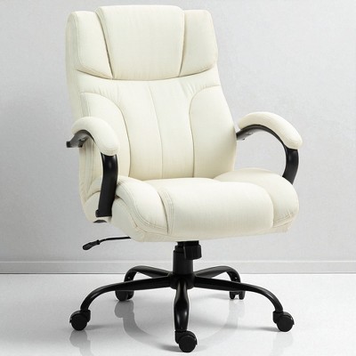 Mshliw Big and Tall 500lbs Executive Office Chair with Linen Upholstery, Wide Seat, Adjustable Height, Swivel Base, and Tilt Function