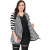 Agnes Orinda Women's Plus Size Open Front Lightweight Striped Cardigan - 2 of 4