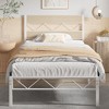 VECELO Metal Platform Bed Frame with Rustic Vintage Wooden Headboard, Heavy Duty Metal Slats Support - 4 of 4
