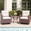 LayinSun Outdoor Swivel Rocker Chair Set Rattan Wicker Swivel Chairs Patio Bistro Set for Porch - 2 of 4