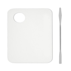 Unique Bargains Professional Foundation Kit Foundation Spatula and Palette Set Transparent Silver Tone 1Set - 1 of 4