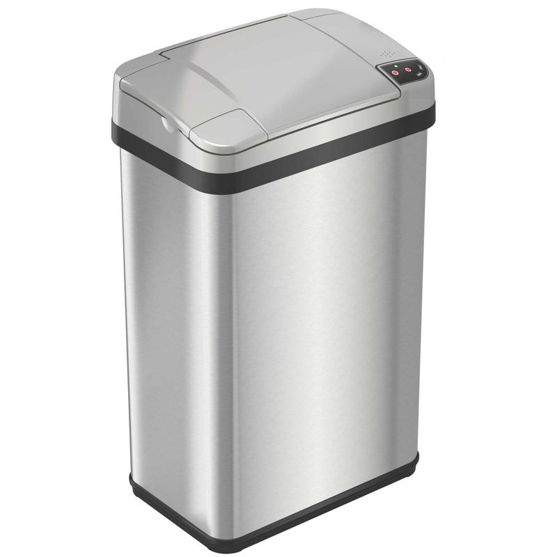 iTouchless Sensor Bathroom Trash Can with AbsorbX Odor Filter and Fragrance 4 Gallon Silver Stainless Steel, 1 of 7
