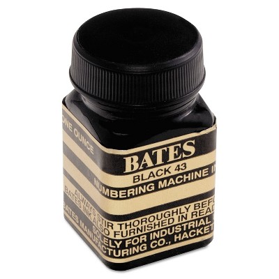 Bates Refill Ink for Numbering Machines 1 oz Bottle Black 9800659