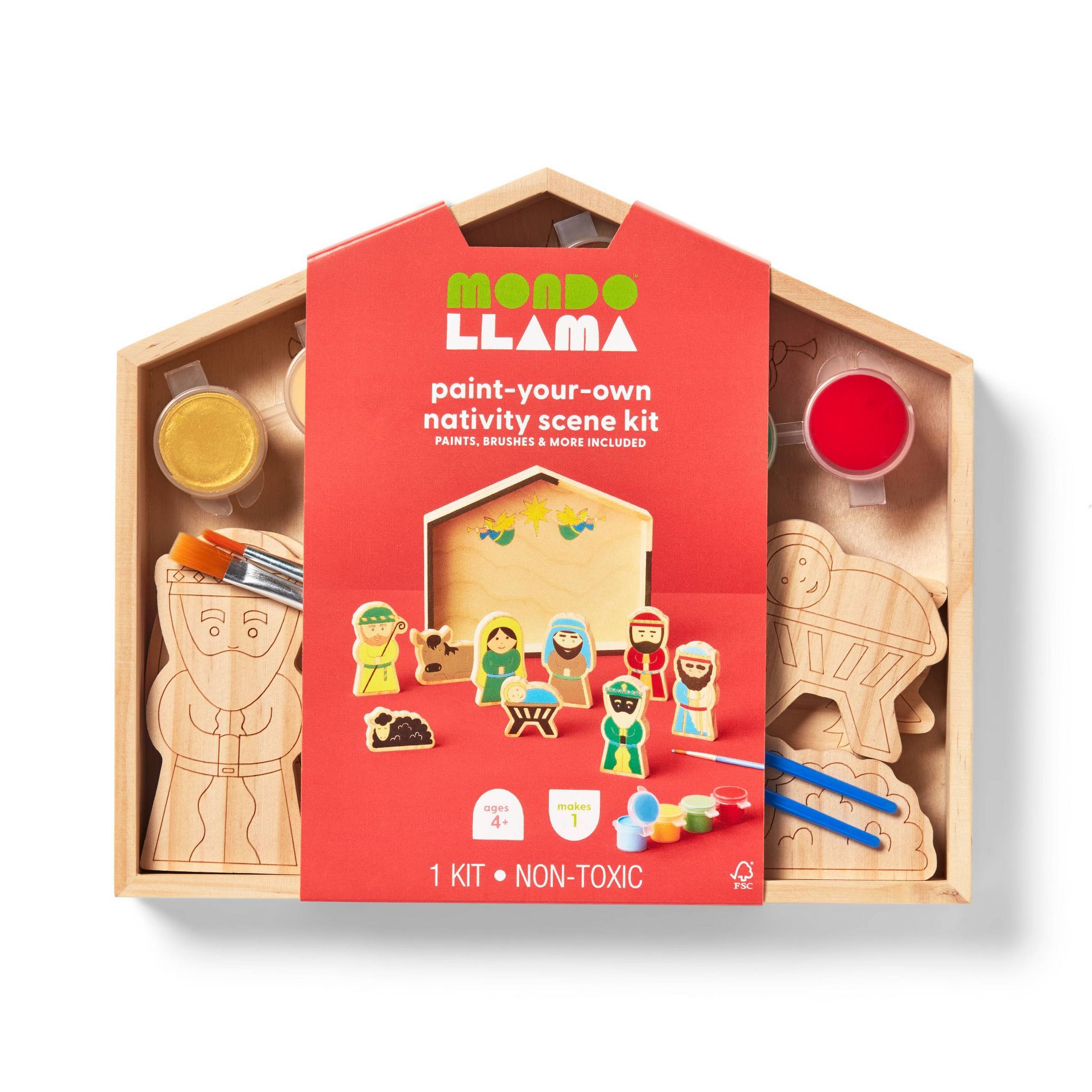 Christmas Craft Wooden Nativity Scene Painting Activity Kit - Mondo Llama™