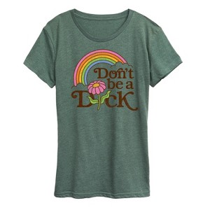 Women's - Instant Message - Rainbow Don't Be A D-ck Short Sleeve Graphic T-Shirt - 1 of 4
