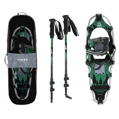 Yukon Charlie's Advanced 9x30 Inch Men's Snowshoe Kit with Aluminum Poles & Bag