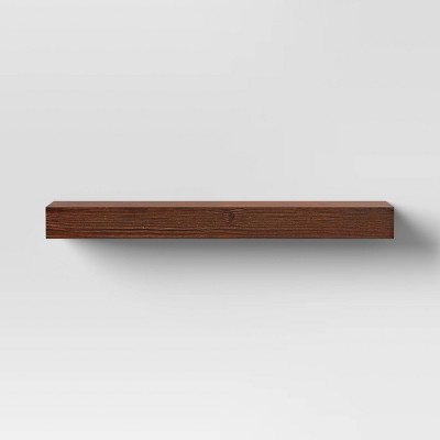 24" Walnut Brown Solid Wood Floating Wall Shelf