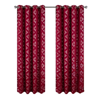 RT Designers Collection Heathrow Halo Foil Blackout Polyester Window Curtain Grommet Panel 52" x 84" Red