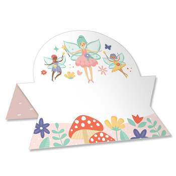 Big Dot of Happiness Let’s Be Fairies - Fairy Garden Birthday Party Tent Buffet Card - Table Setting Name Place Cards - Set of 24