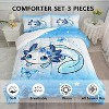 Cartoon Kawaii Comforter Set Full Size – Cute Ocean Sealife, Butterfly & Blue Floral Bedding with 1 Comforter & 2 Pillowcases, Glitter Star Quilt Set - 4 of 4