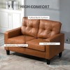 51" Wide Loveseat with Armrest, 2-Seater Tufted PU Leather Double Sofa, Brown - 4 of 4