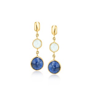 Ross-Simons Italian 1.60 ct. t.w. Sapphire and .50 ct. t.w. Aquamarine Drop Earrings in 14kt Yellow Gold - 1 of 2