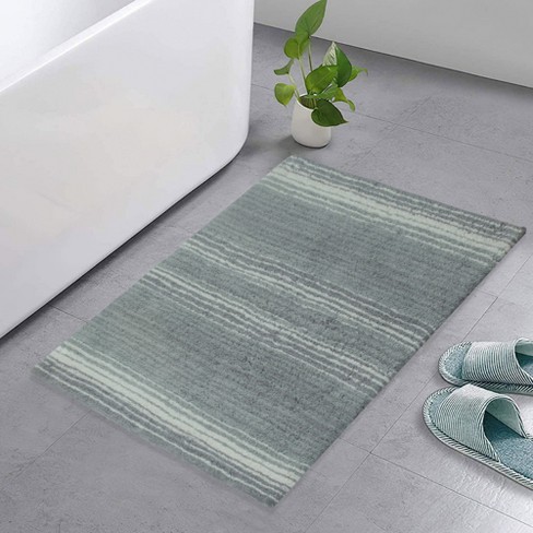 Set Of 4 Gradiation Rug Collection Grey Cotton Tufted Bath Rug Set