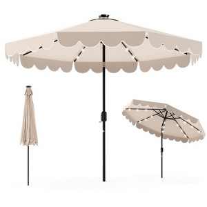 Tangkula 9.3 FT Solar Patio Umbrella w/ 32 LED Lights & Vented Top & Ruffles - 1 of 4