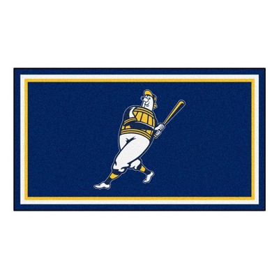 MLB Milwaukee Brewers 3'x5' Barrell Man Logo Plush Area Rug - Navy