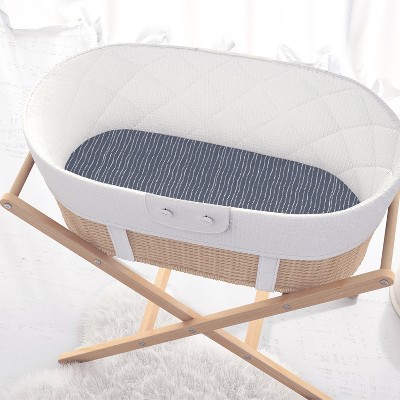 Soft Blue and Navy Celestial Microfiber Baby Bassinet Sheets Set