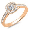 Pompeii3 1/2ct Princess Cut Vintage Halo Diamond Engagement Ring 14K Rose Gold - 3 of 4