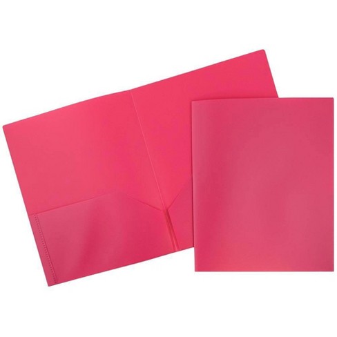 JAM 6pk POP 2 Pocket School Presentation Plastic Folders Pink