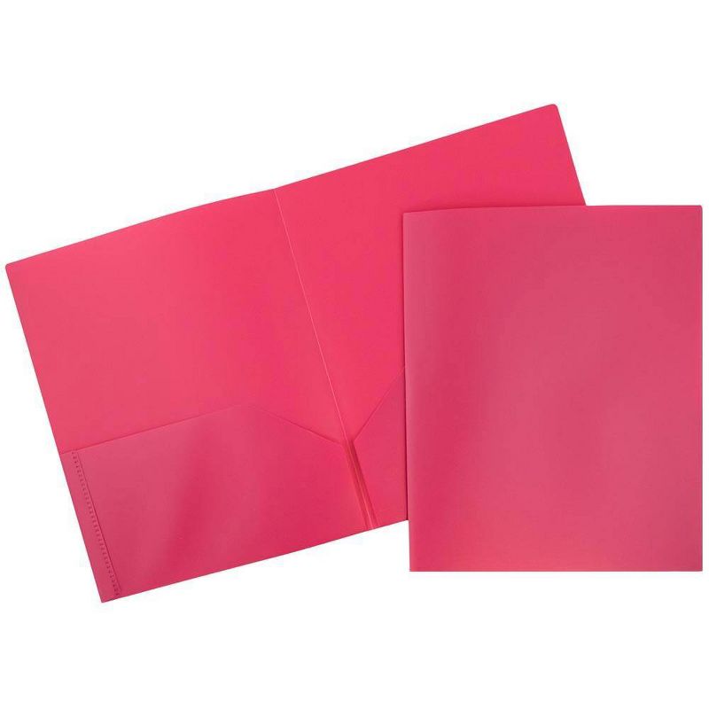 JAM 6pk POP 2 Pocket School Presentation Plastic Folders Pink, 1 of 7