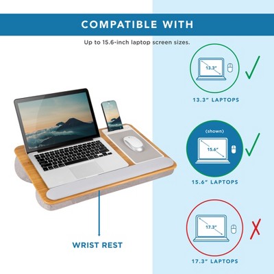 Oak Woodgrain Lap Desk with Wrist Rest and Mouse Pad