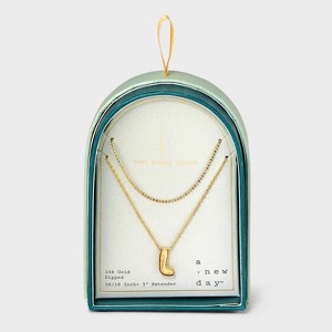 14K Gold Dipped Initial Bubble Multi-Strand Pendant Necklace - A New Day™ Gold - 1 of 4