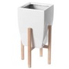 Uniquewise White Indoor Decorative Square Planter With Wooden Stand - 3 of 4