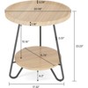 FONTOI Round End Table, 2-Tier Round Side Table, Coffee Table for Living Room, Bedroom, Apartment, Dorm, Brown, 20.08"*17.32"*20.08" - 3 of 4