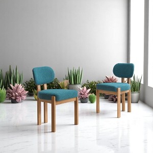 Set of 2 Wooden Dining Chairs, Upholstered Fabric Kitchen Chairs with Rubberwood Legs, Small Space Dinner Chairs for Dining Room or Breakfast Nook - 1 of 4