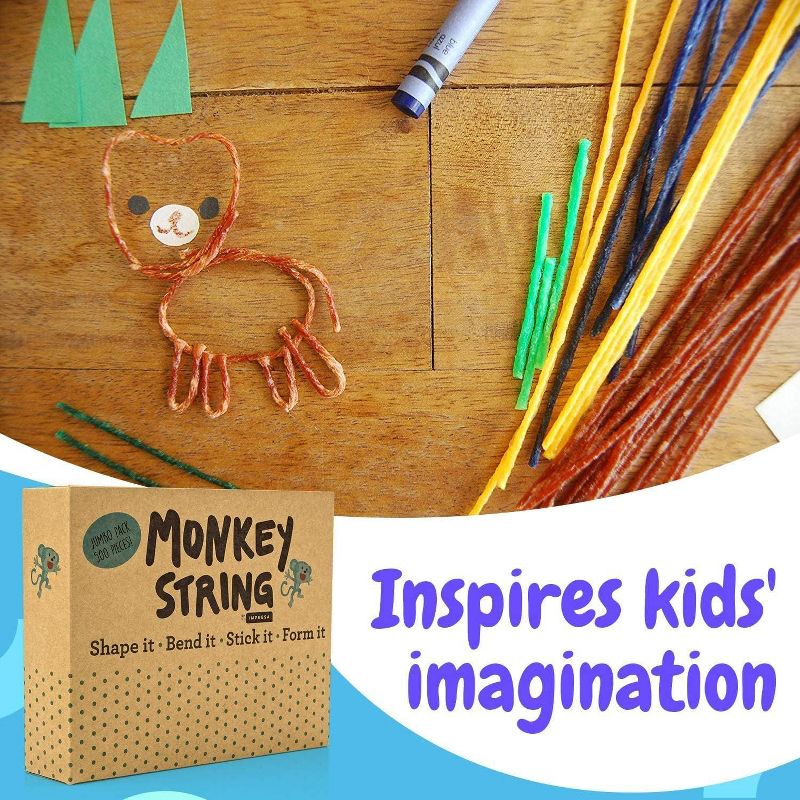 IMPRESA -500 Piece Jumbo Pack Original Monkey String, Bendable, Sticky, 6 inch, Great Toys for Home & Travel, 13 colors, Multicolor, 3 of 8